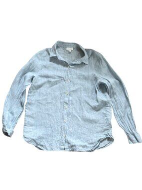 J.Jill Women's Button Front Top XS Coastal Summer Preppy Long Sleve Linen Shirt